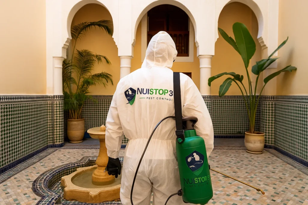 Intervention anti-nuisibles pour les riads et hôtels en été